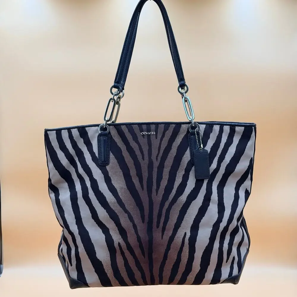 COACH 26881 MADISON EAST/WEST TOTE ZEBRA PRINT FABRIC